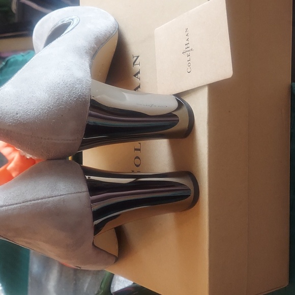 Cole Haan Gray Heels with Silver Block Heel - Picture 8 of 9